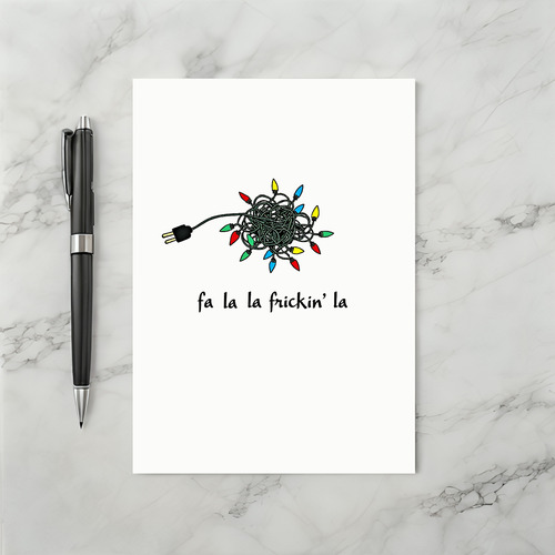 Funny Christmas Card Tangled Lights Fa La La Frickin La