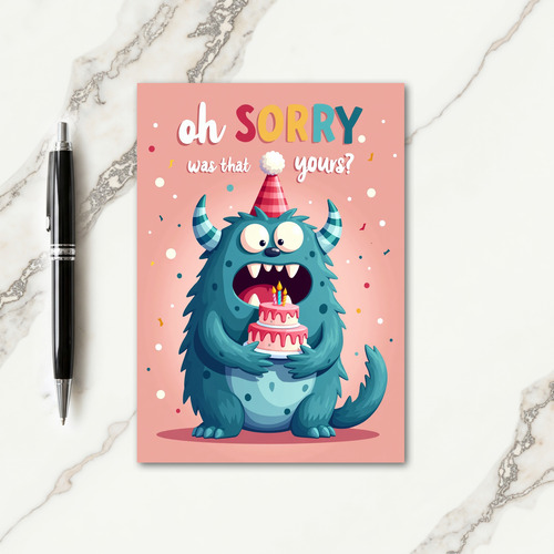 Funny Creature Cake Birthday Card