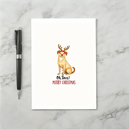 Funny Dog Reindeer Card Oh Deer Merry Christmas Pun