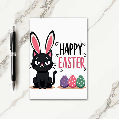 Funny Easter Cat Happy Easter Card