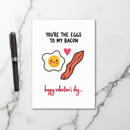 Funny Eggs Bacon Valentines Day Card