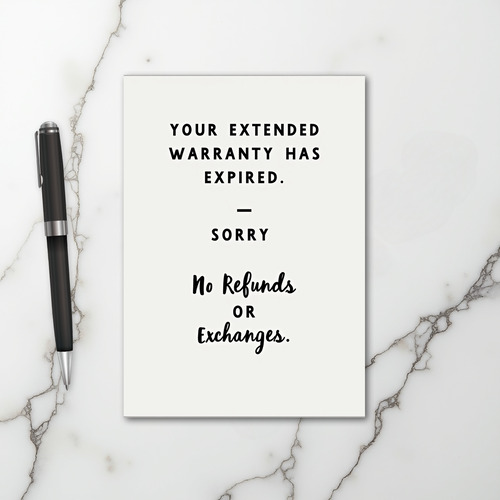Funny Expired Warranty Card