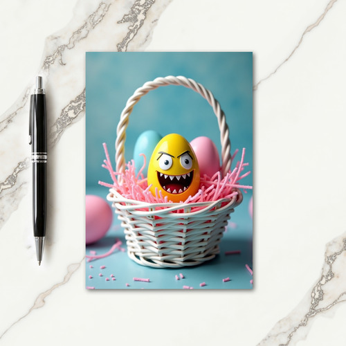 Funny Faced Egg Friend Card