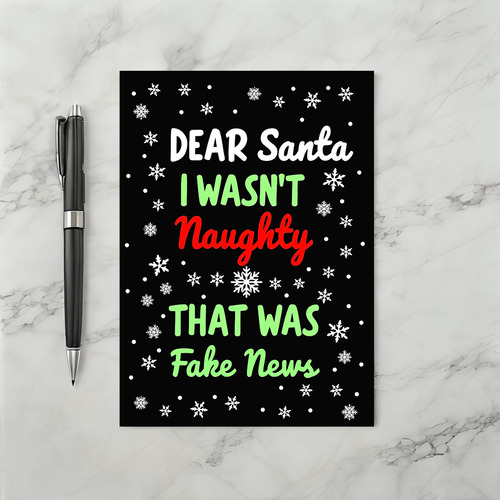 Funny Fake News Naughty List Christmas Card