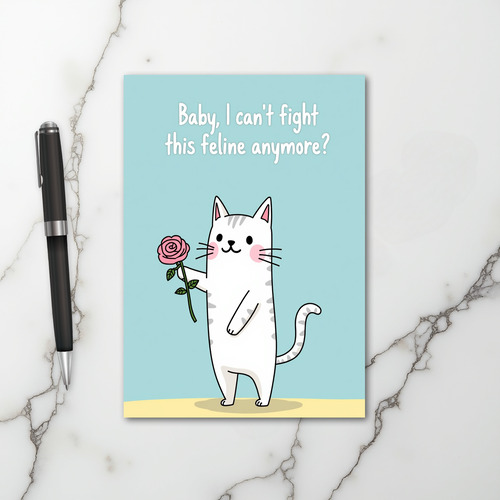 Funny Feline Rose Love Confession Card