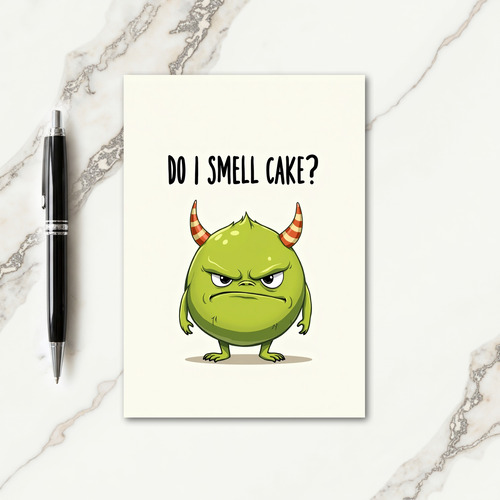 Funny Green Creature Birthday Card