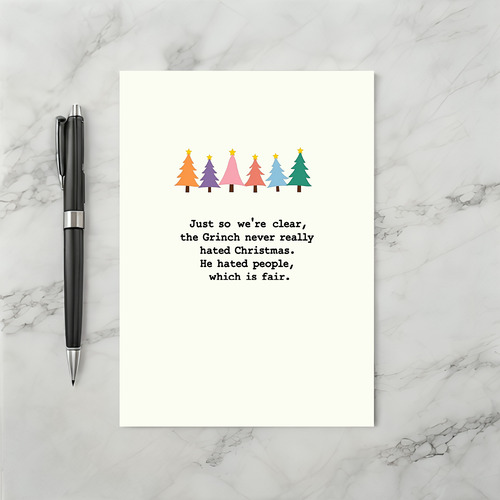 Funny Grinch Quote Christmas Card Colorful Trees