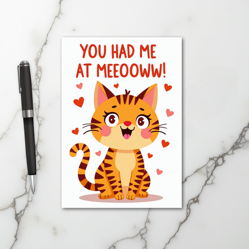 Funny Meow Valentine Cat Card