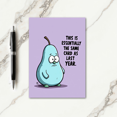Funny Pear Character Birthday Card