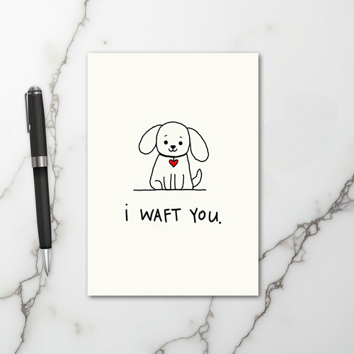 Funny Puppy I Waft You Card