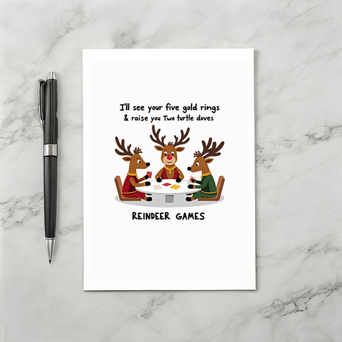 Funny Reindeer Games Christmas Card