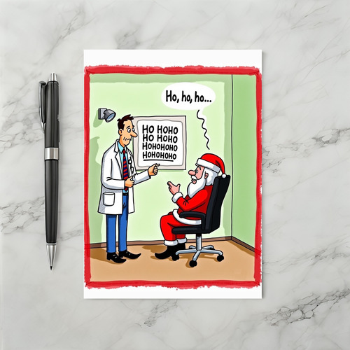 Funny Santa Eye Exam Doctor Christmas Card Joke