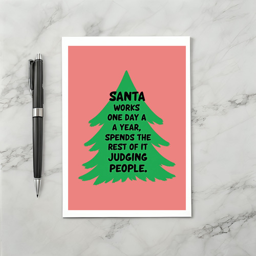 Funny Santa Judging Christmas Card