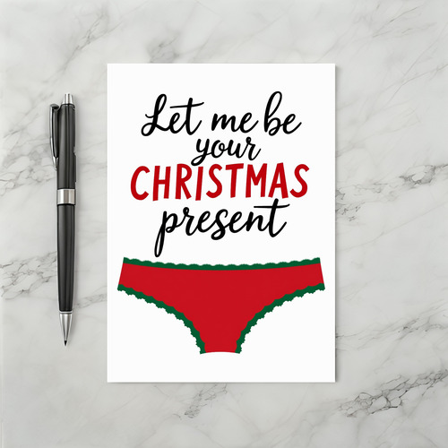 Funny Sexy Christmas Present Panties Holiday Card