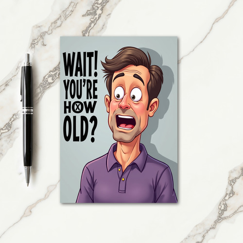 Funny Shocked Man Birthday Card