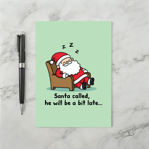 Funny Sleeping Santa Claus Christmas Card