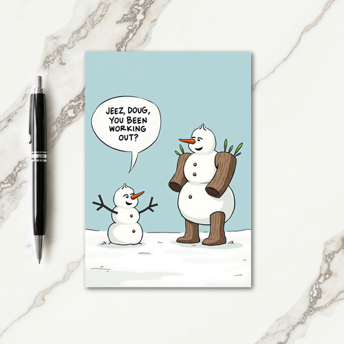 Funny Snowman Friends Christmas Card
