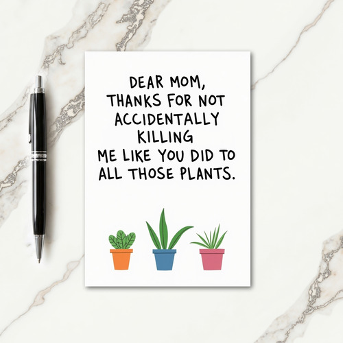 Funny Thanks Mom Botanical Card