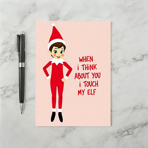 Funny Touch My Elf Xmas Card
