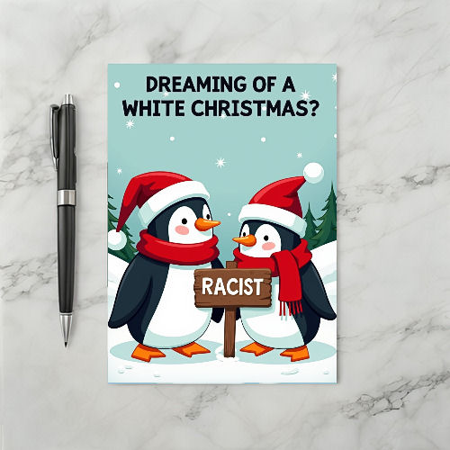 Funny White Xmas Penguin Card