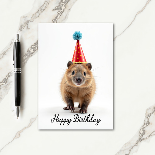 Furry Animal Party Hat Card