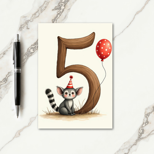 Furry Creature 5Th Birthday Card