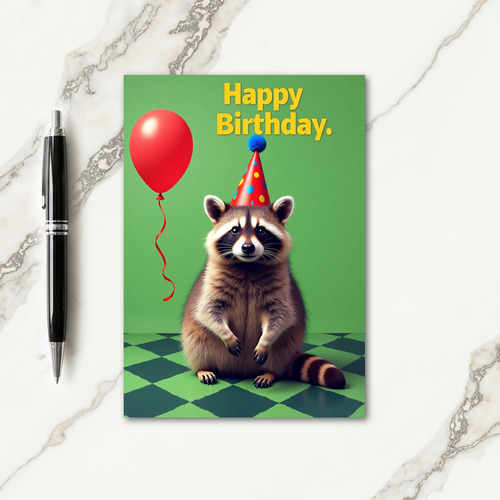Furry Creature Party Hat Birthday Card