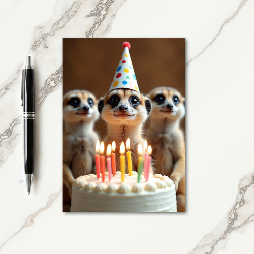 Furry Friends Birthday Party Hat Card