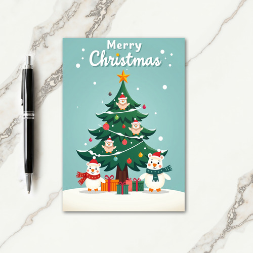 Furry Friends Christmas Tree Card