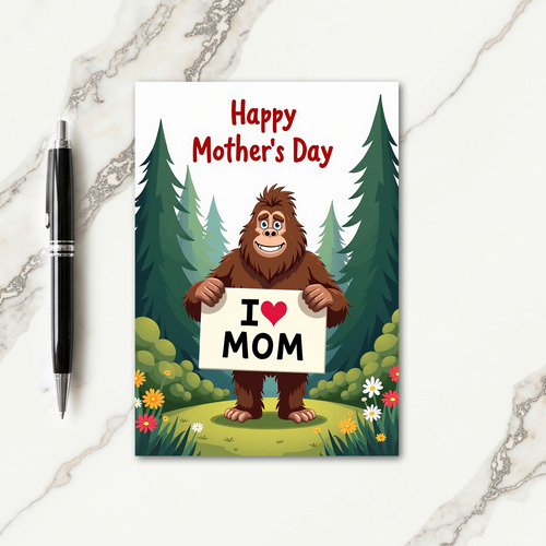 Furry I Love Mom Mothers Day Card