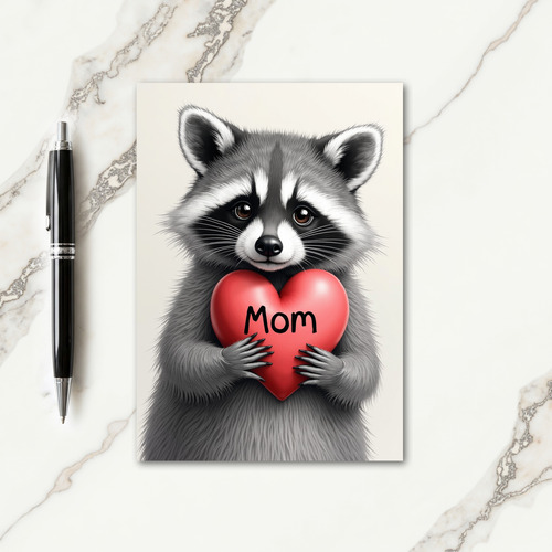 Furry Mom Heart Illustration Card