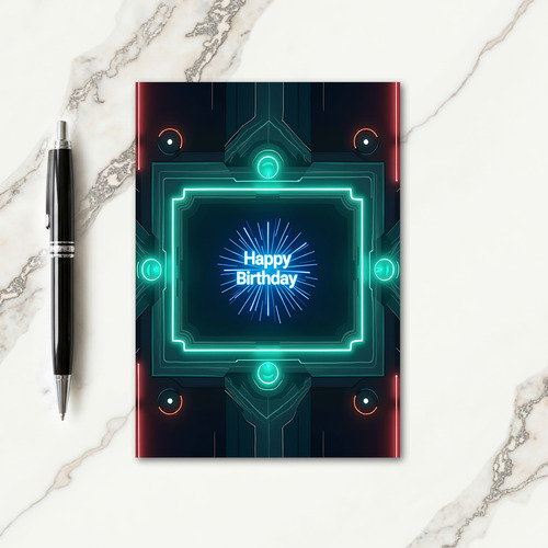 Futuristic Glow Birthday Card