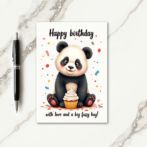 Fuzzy Bear Birthday Card