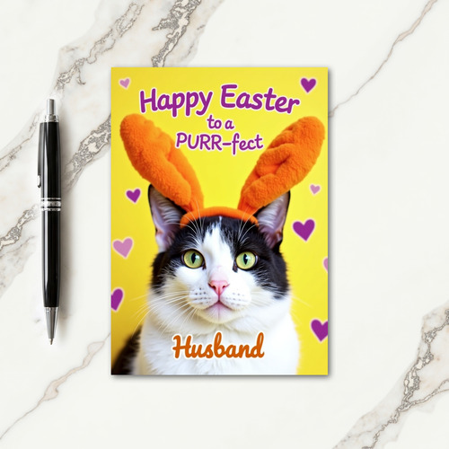 Fuzzy Ears Cat Springtime Card