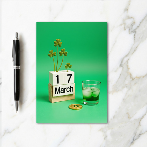 Fuzzy Shamrock Glitter Texture Card