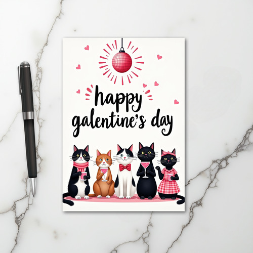 Galentines Day Cats Party Card