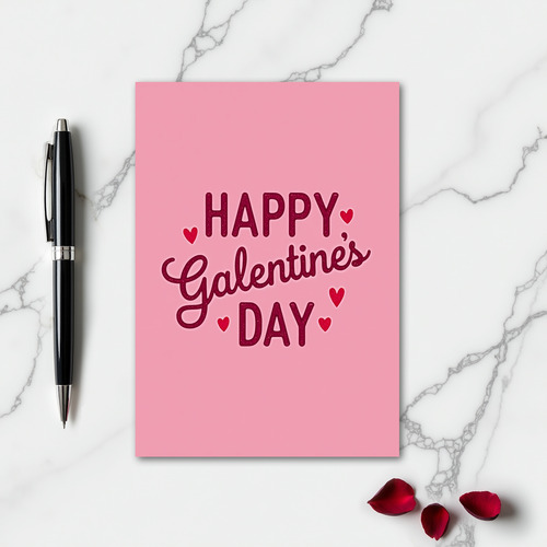 Galentines Day Glitter Hearts Card