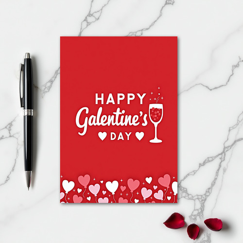 Galentines Day Heart Balloons Card