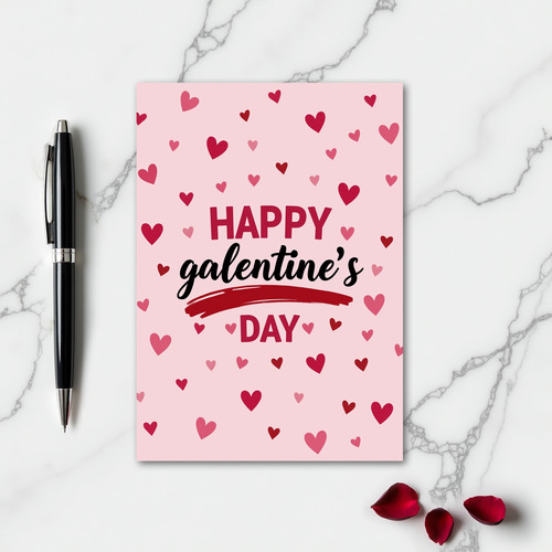 Galentines Day Heart Pattern Card