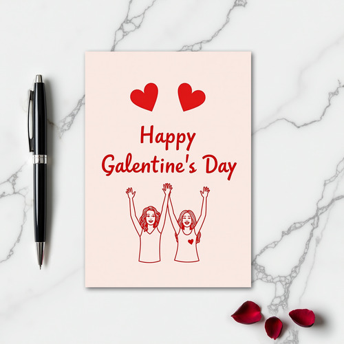 Galentines Day Hearts Matte Card