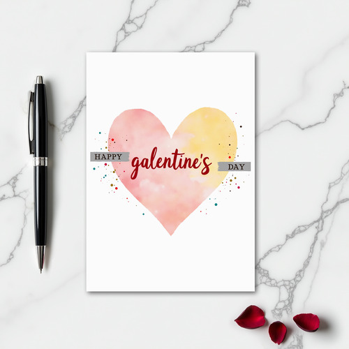 Galentines Day Watercolor Splatter Card