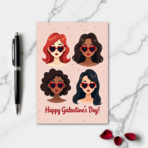 Galentines Day Womens Hearts Card