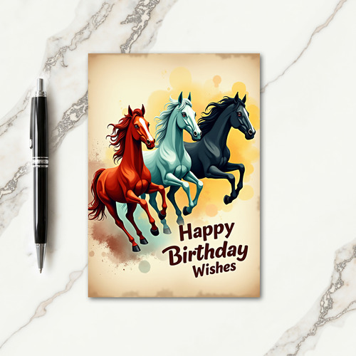 Gallop Birthday Horse Trio Card