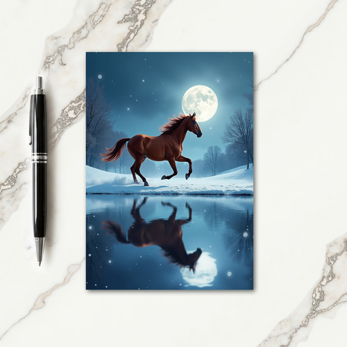 Galloping Snow Horse Christmas Card