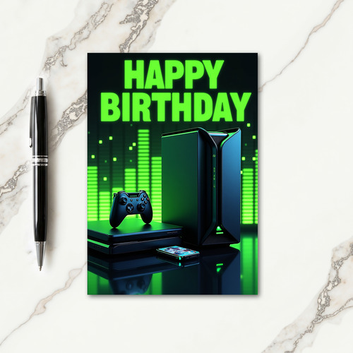 Gamers Neon Birthday Card