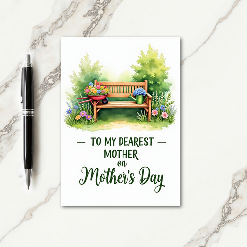 Garden Bench Floral Scene Card