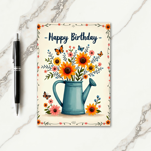 Garden Birthday Illustration Card