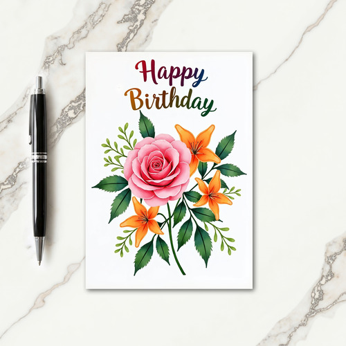 Garden Petal Birthday Card