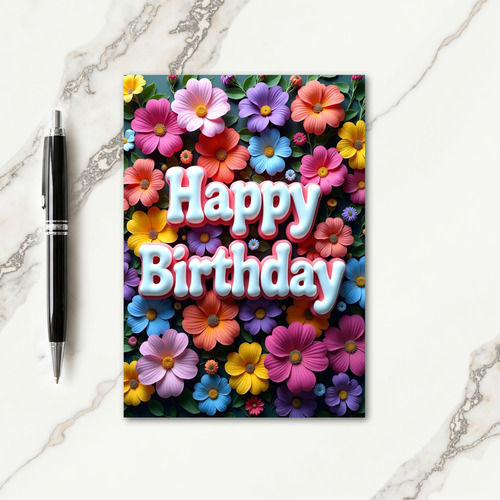 Garden Script Birthday Card