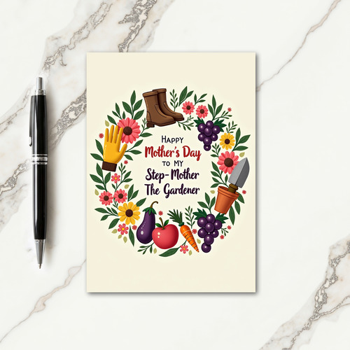 Gardener Stepmom Harvest Wreath Card